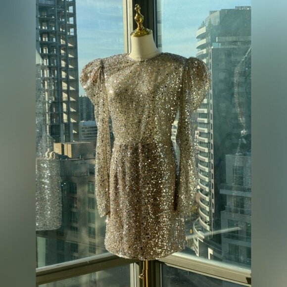 🆕 BRONX & BANCO 🧿 NWOT Tessa Silver Sequin Mini Dress, Sz L US 8 - Picture 4 of 15